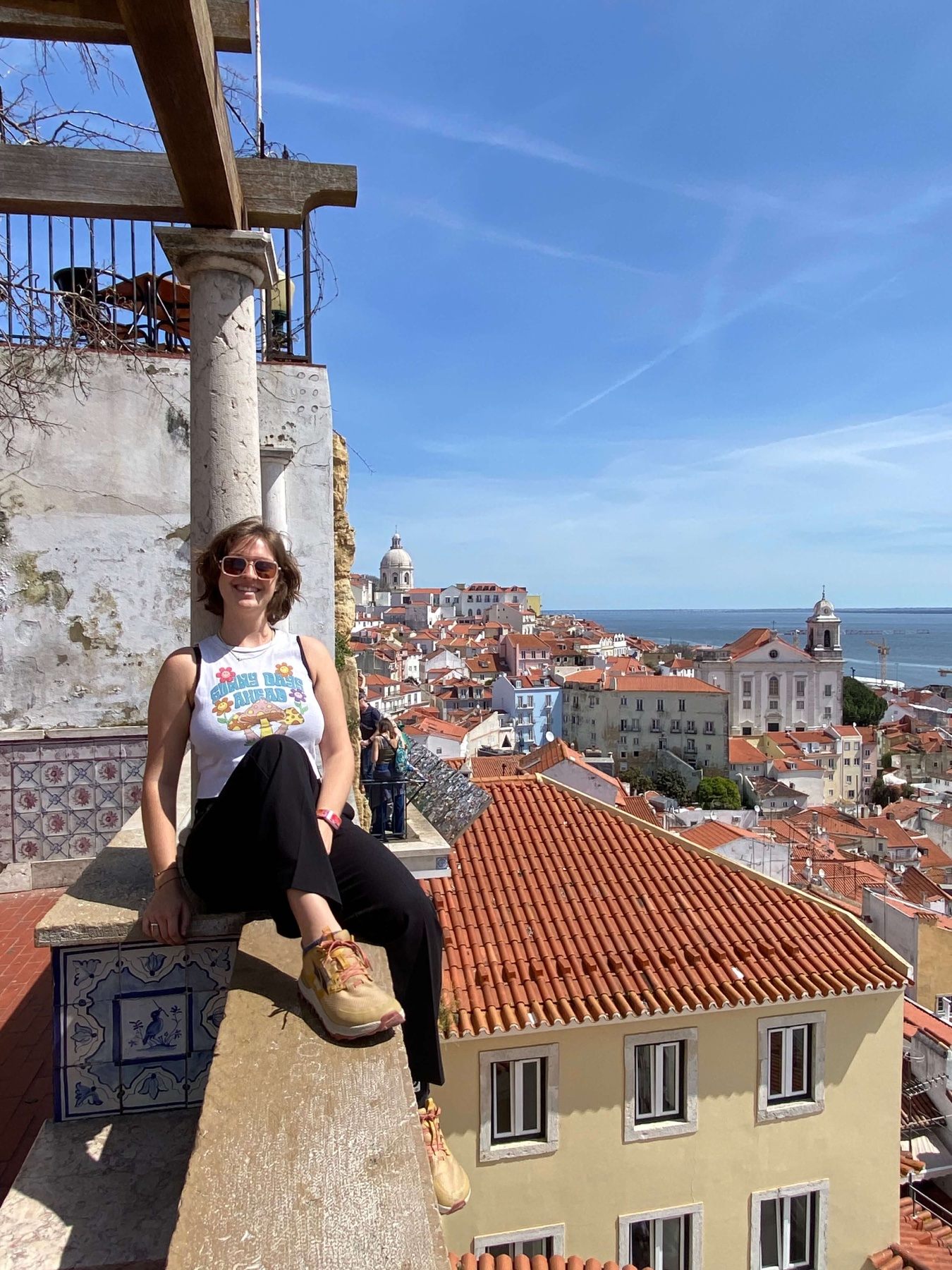 Sitting in the old town of Lisbon, Portugal