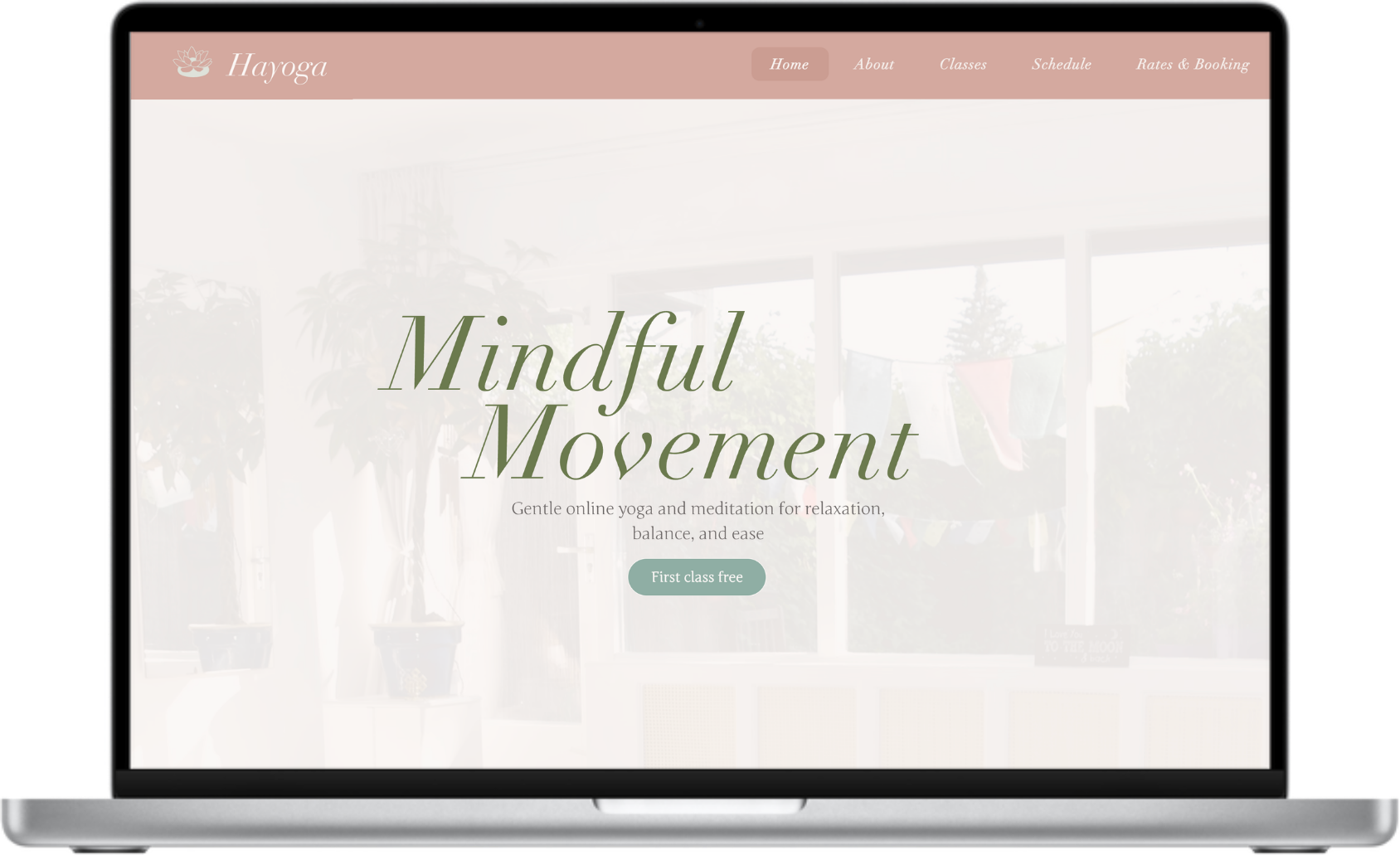 Hayoga website preview on MacBook Pro
