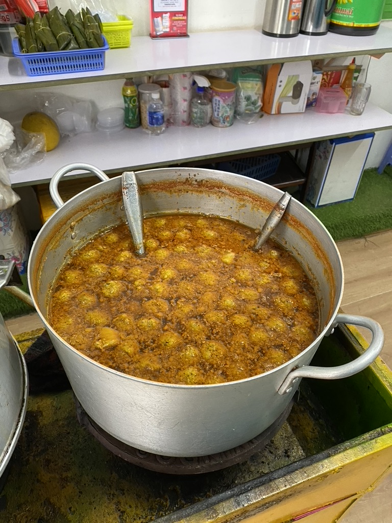 A giant pot of meatballs in Da Lat, Vietnam