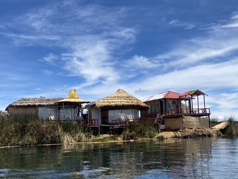 Floating houses on Lake Titicaca in Peru